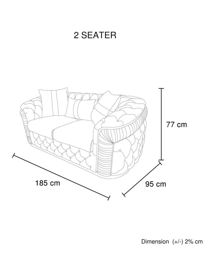 Velvet Fabric 2 Seater Sofa in Grey image 7