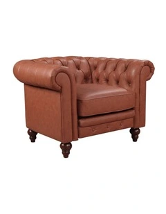 1R Faux Leather Chesterfield Sofa in Brown
