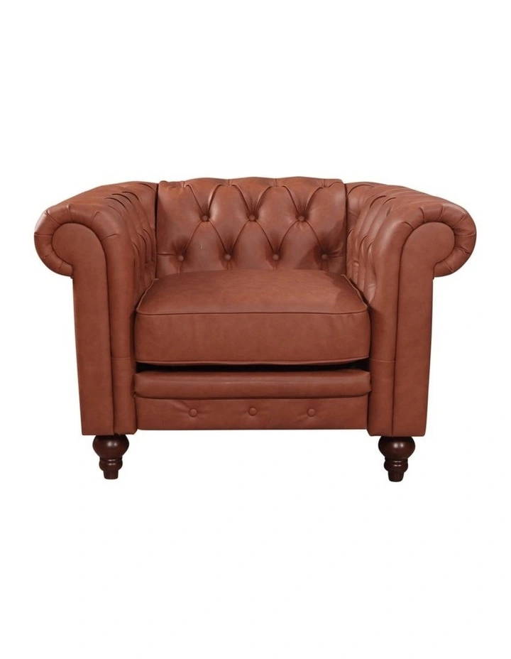 1R Faux Leather Chesterfield Sofa in Brown image 3