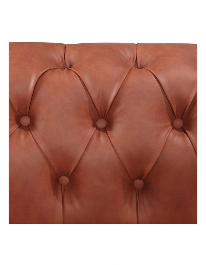1R Faux Leather Chesterfield Sofa in Brown image 5