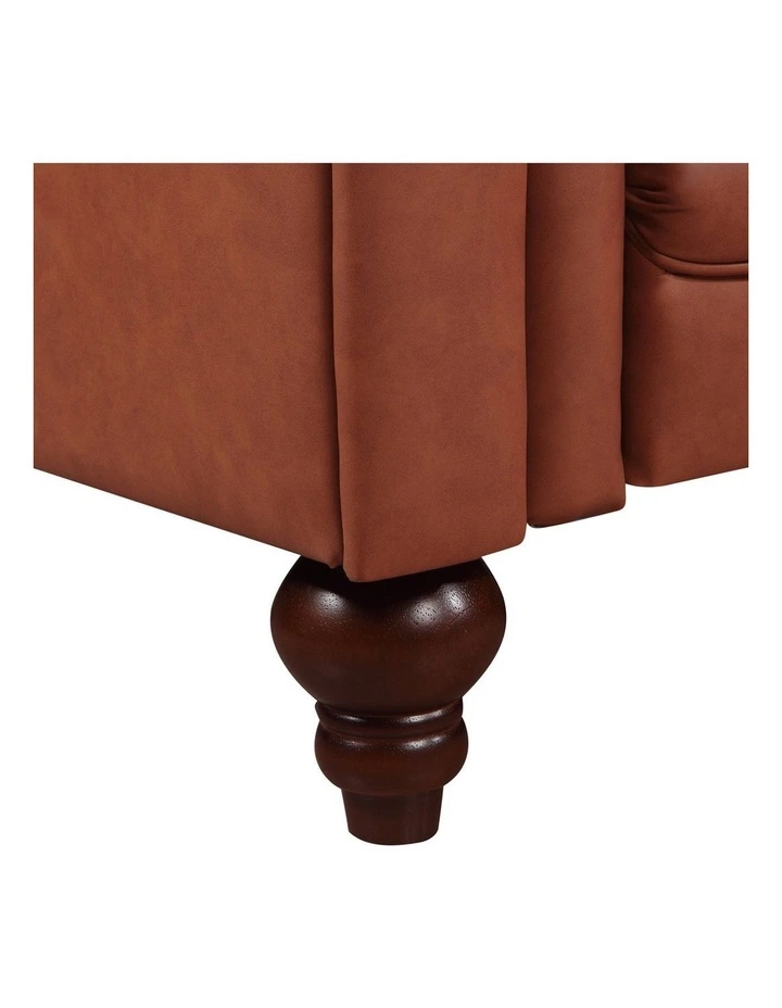 1R Faux Leather Chesterfield Sofa in Brown image 6