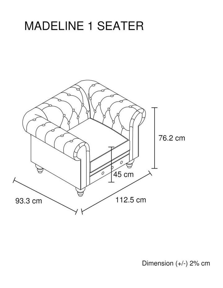 1R Faux Leather Chesterfield Sofa in Brown image 7