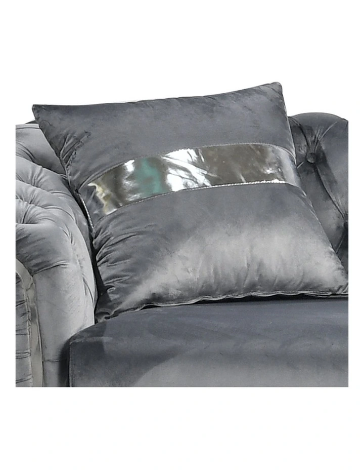 Velvet Fabric Solid Wood Construction 3 +2-Seater Sofa Set in Grey image 7