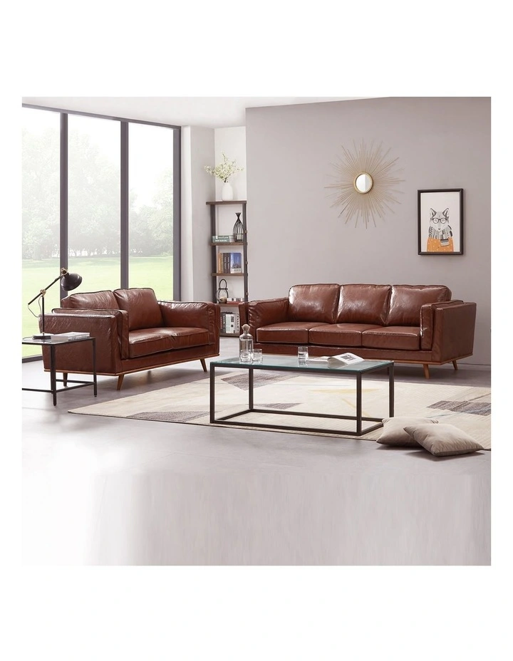 Leather 3+2 Seater Sofa in Brown image 2