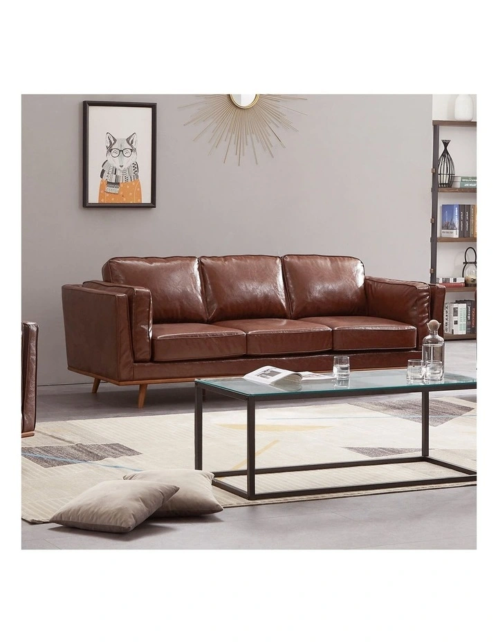 Leather 3+2 Seater Sofa in Brown image 3