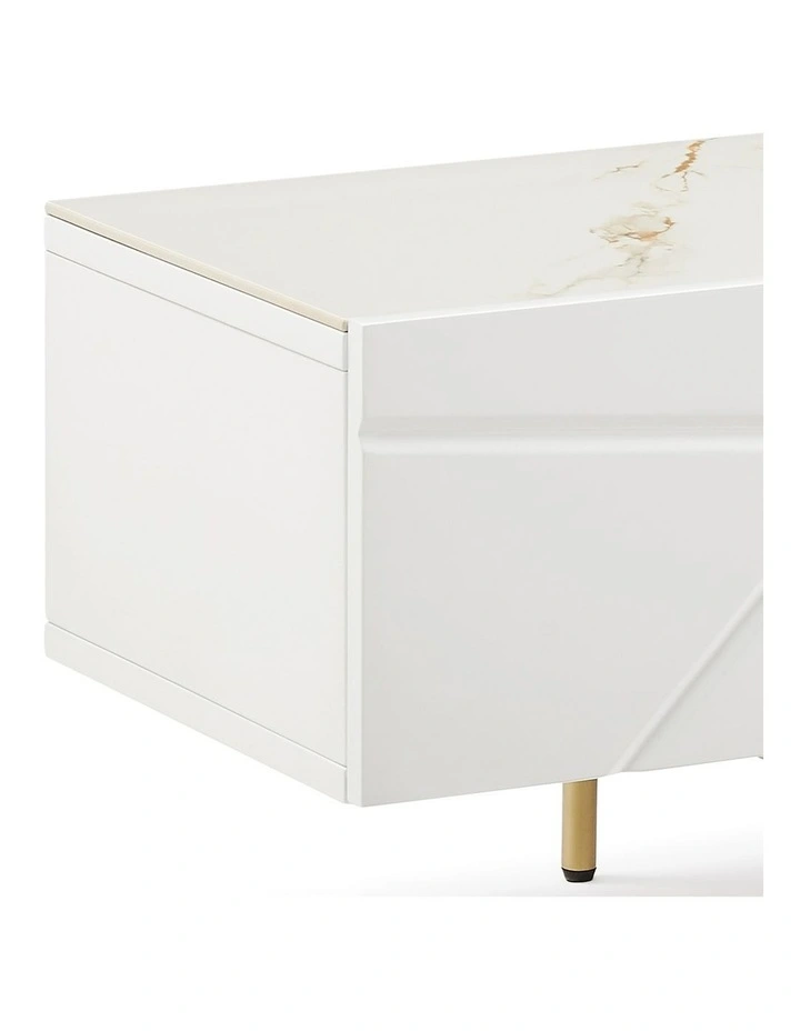 MDF Metal Base TV Cabinet in Glossy White image 3