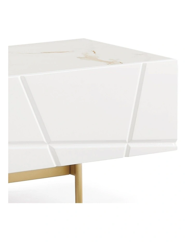 MDF Metal Base TV Cabinet in Glossy White image 4