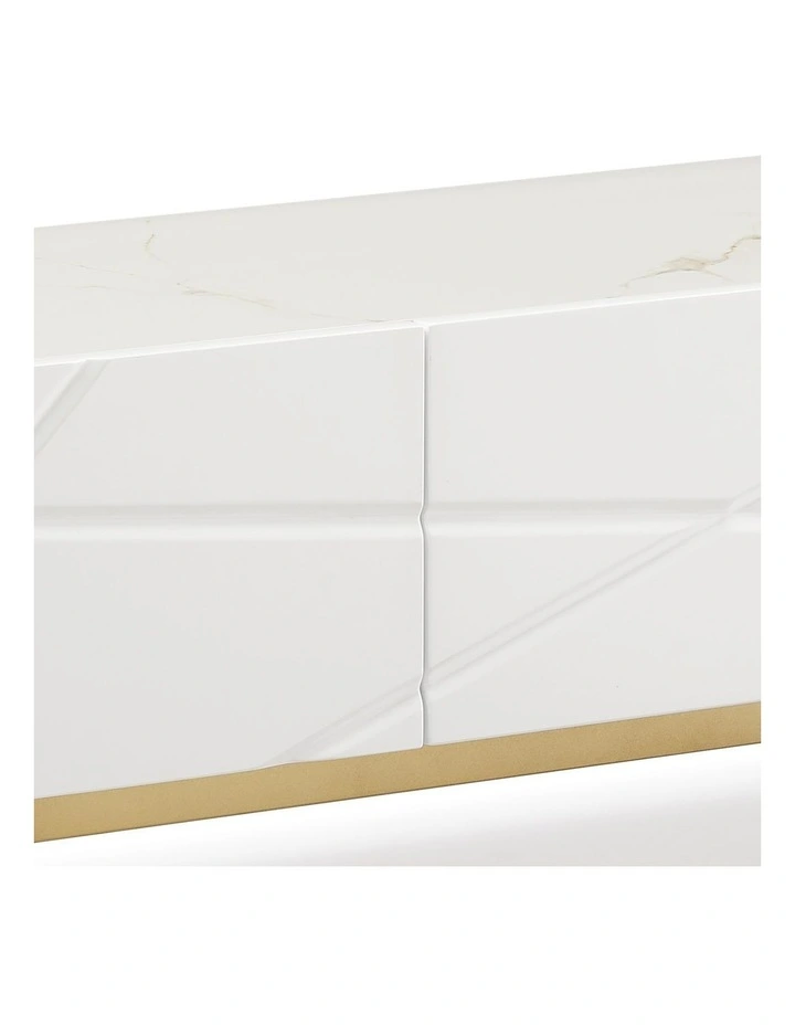 MDF Metal Base TV Cabinet in Glossy White image 5