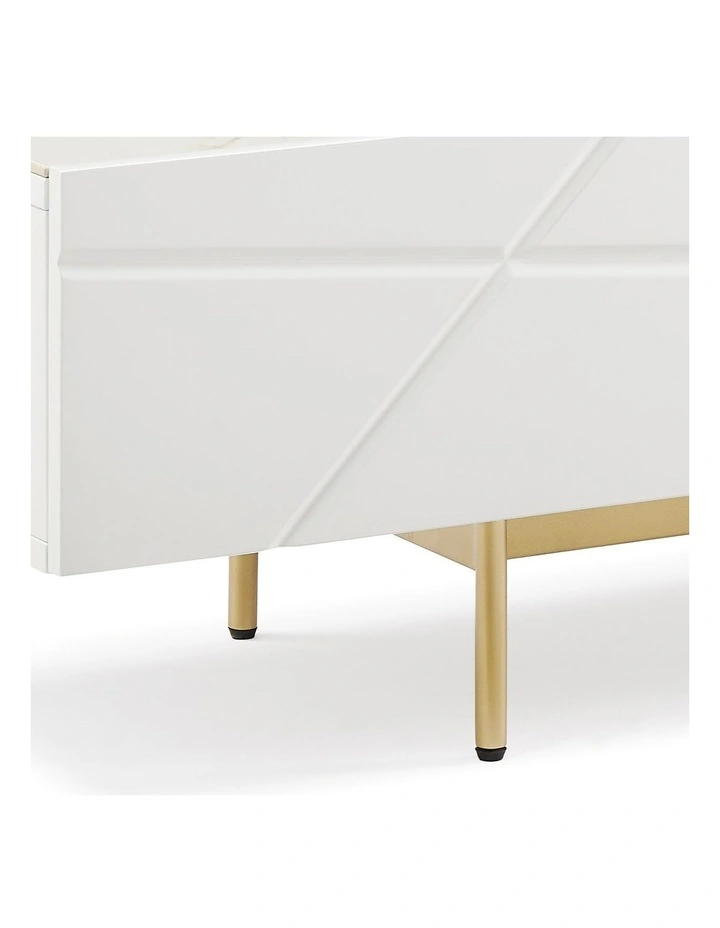MDF Metal Base TV Cabinet in Glossy White image 6