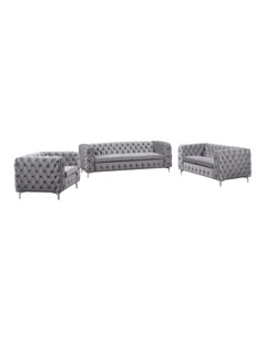 3R 2R 1R Sofa Tufted in Grey Velvet