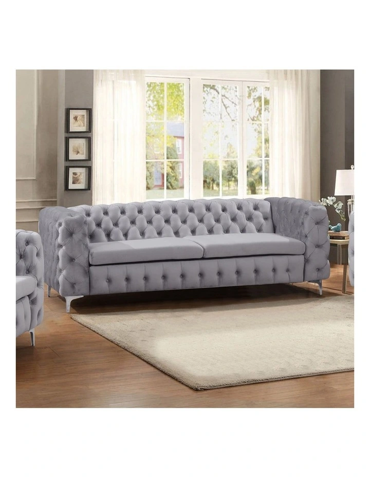 3R 2R 1R Sofa Tufted in Grey Velvet image 3