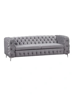 3R Tufted Velvet Fabric Sofa in Grey