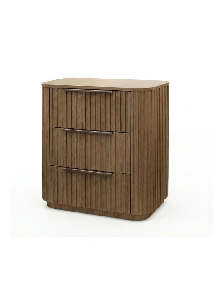 Solid Rubber Wood Bedside Table in Brown image 3