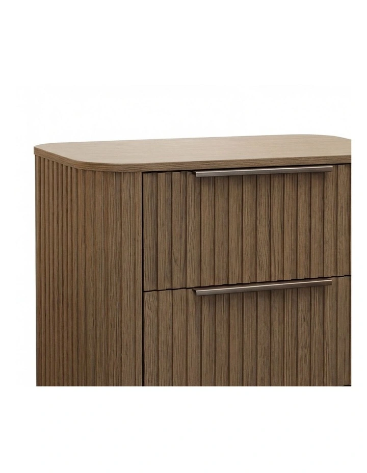 Solid Rubber Wood Bedside Table in Brown image 4