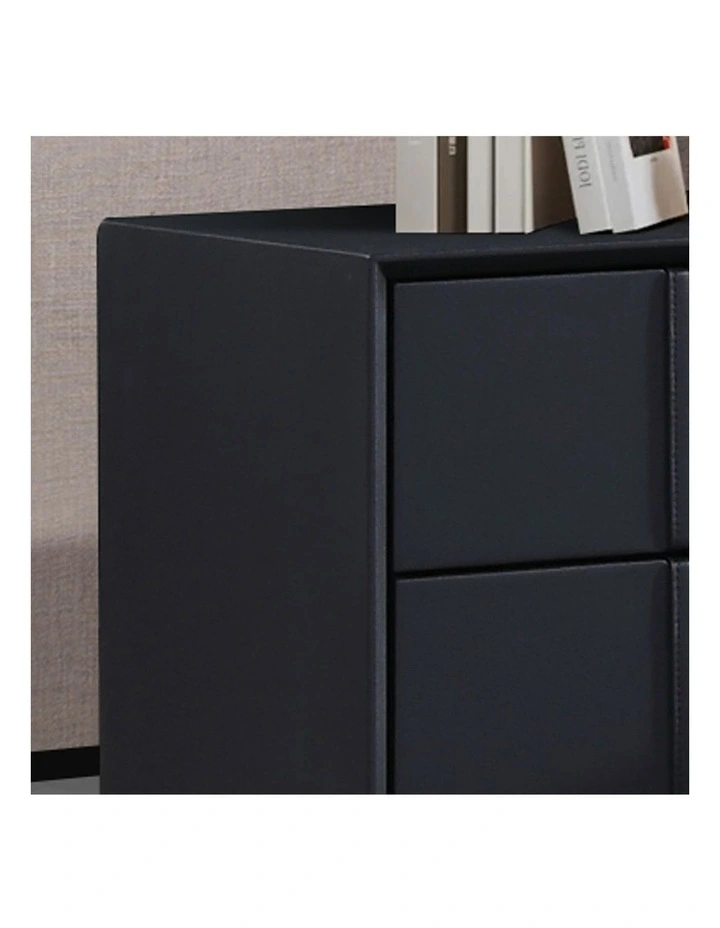 MDF Fabric Bedside Table in Black image 4