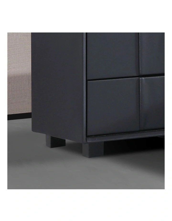 MDF Fabric Bedside Table in Black image 5