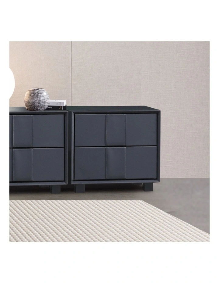 MDF Fabric Bedside Table in Black image 6