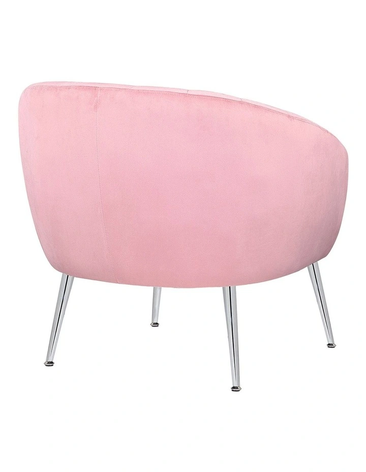 Velvet Fabric Iron Legs Arm Chair in Pink image 4