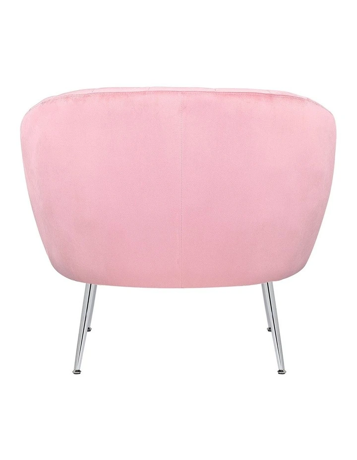 Velvet Fabric Iron Legs Arm Chair in Pink image 5