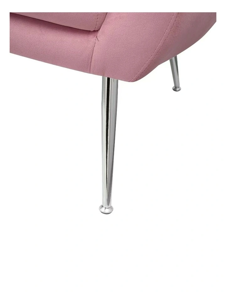 Velvet Fabric Iron Legs Arm Chair in Pink image 6