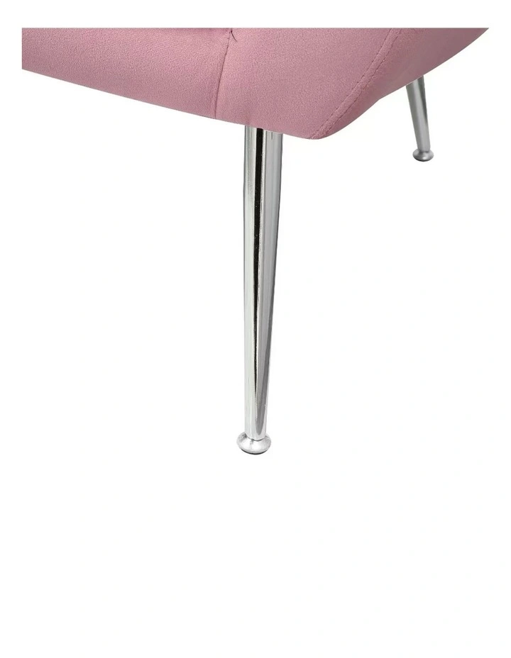 Velvet Fabric Iron Legs Arm Chair in Pink image 7