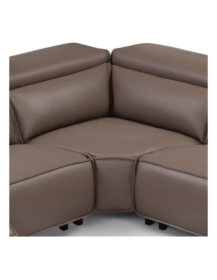 5 Seater Real Recliner Leather Corner Sofa in Brown image 3