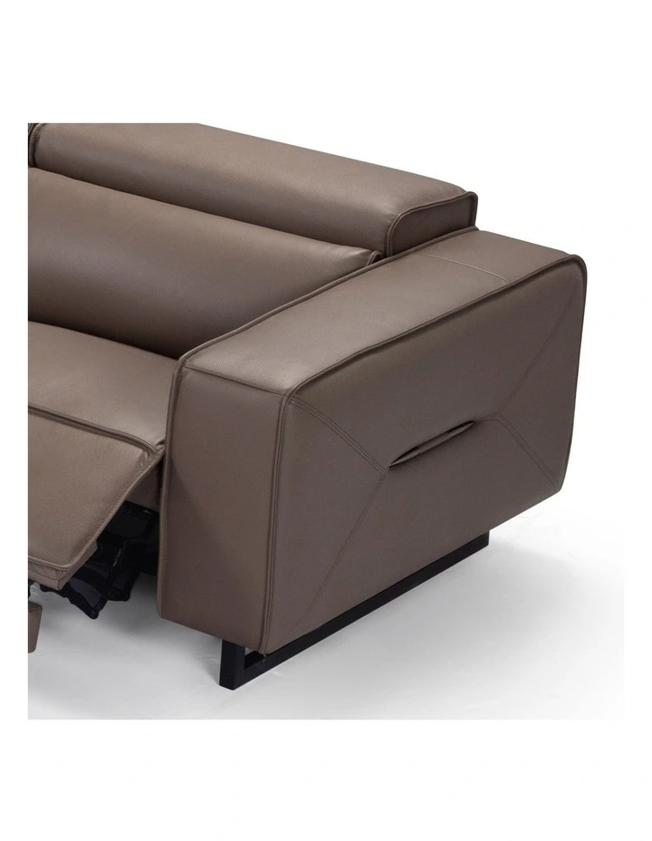 5 Seater Real Recliner Leather Corner Sofa in Brown image 5