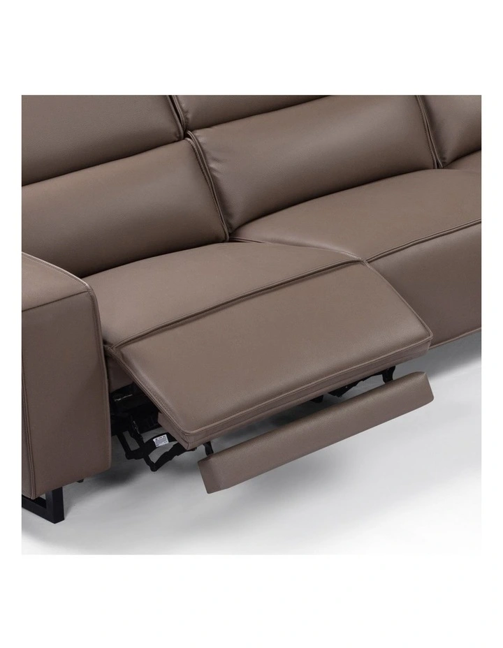 5 Seater Real Recliner Leather Corner Sofa in Brown image 6