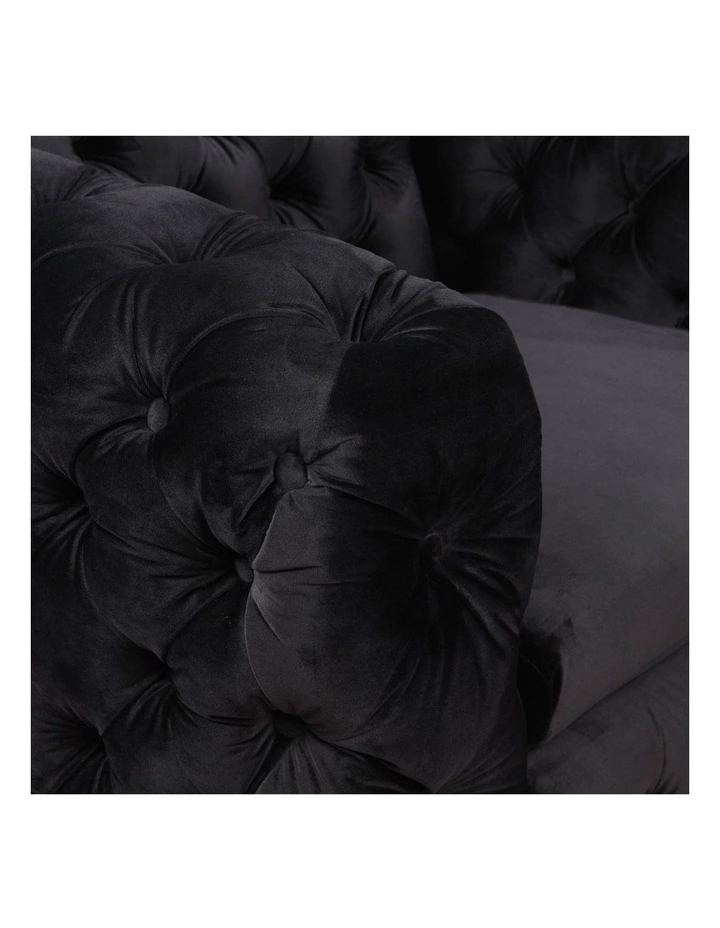 2R Tufted Velvet Fabric Sofa in Black image 4