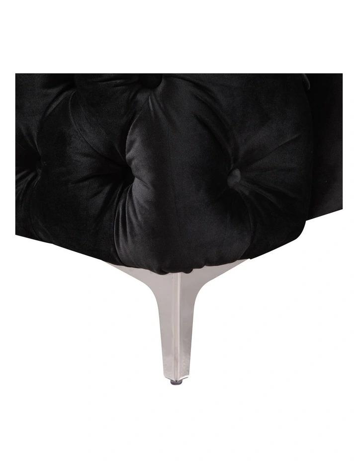 2R Tufted Velvet Fabric Sofa in Black image 6