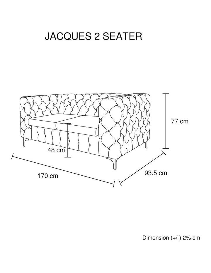 2R Tufted Velvet Fabric Sofa in Black image 7