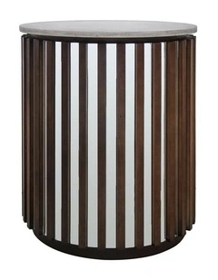MDF Round Shaped Top Lamp Table in Brown