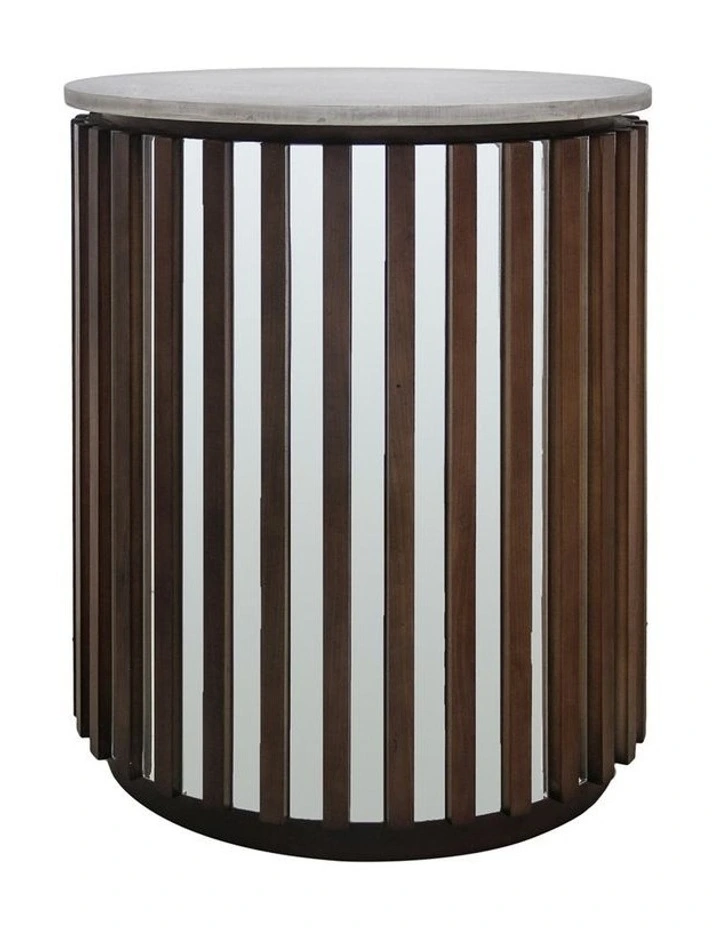 MDF Round Shaped Top Lamp Table in Brown image 1