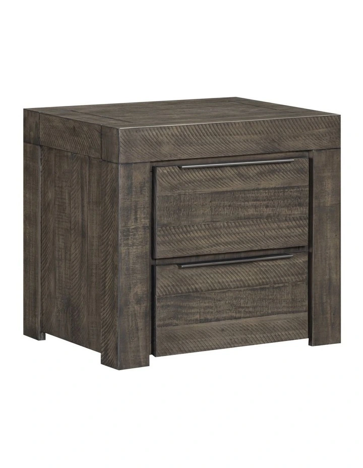 Bedside Table Two Drawers in Grey image 1