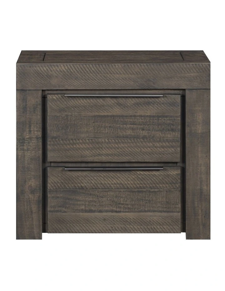 Bedside Table Two Drawers in Grey image 3