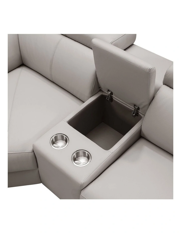 Genuine Leather 6 Seater Corner Sofa in Cream image 3