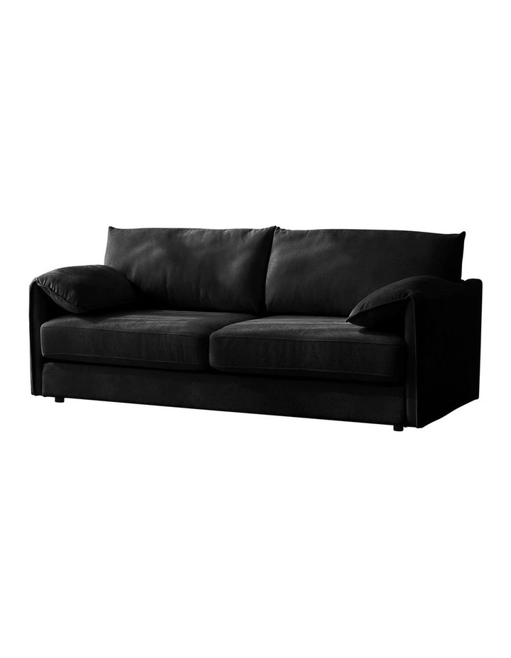 Fabric 3 Seater Sofa Bed in Black image 1