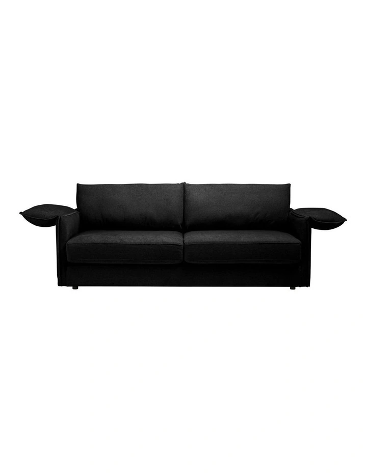 Fabric 3 Seater Sofa Bed in Black image 3