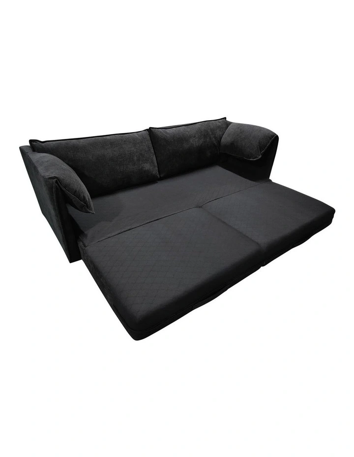 Fabric 3 Seater Sofa Bed in Black image 4