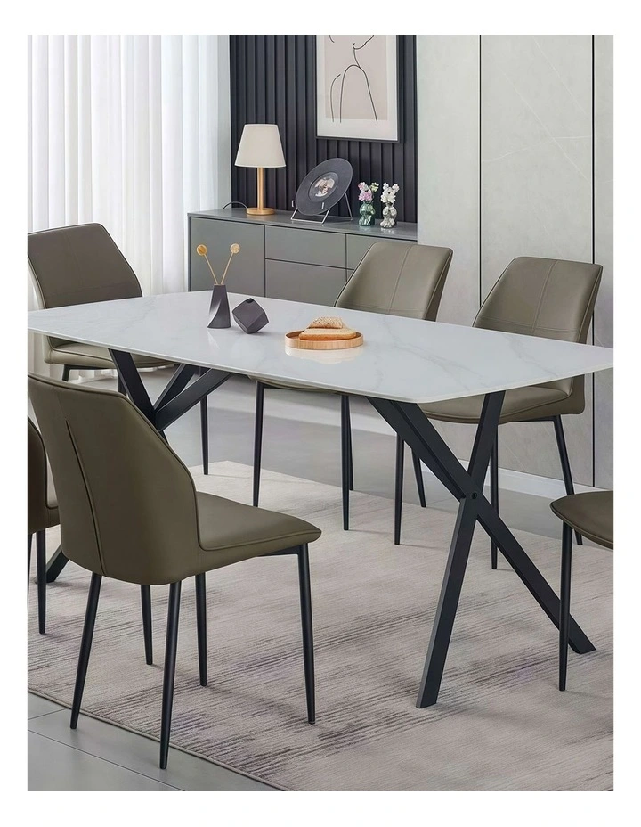 Sintered Stone Dining Table Top in White image 2