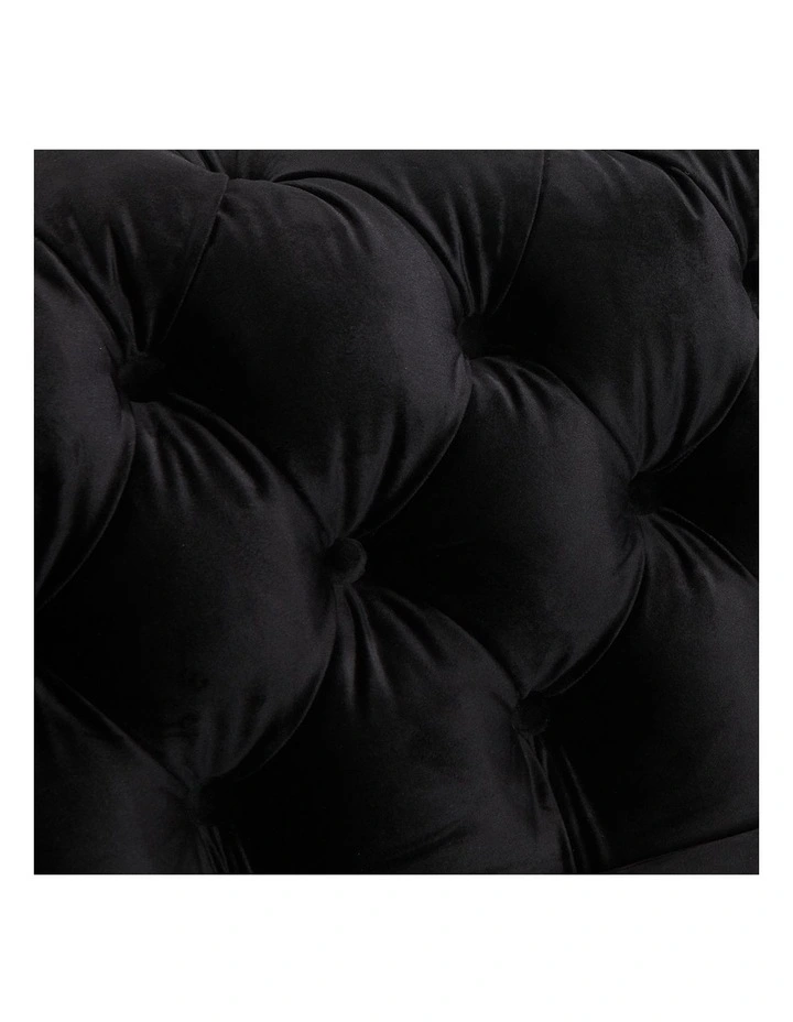 Tufted Velvet Fabric 1 Seater Sofa in Black image 5