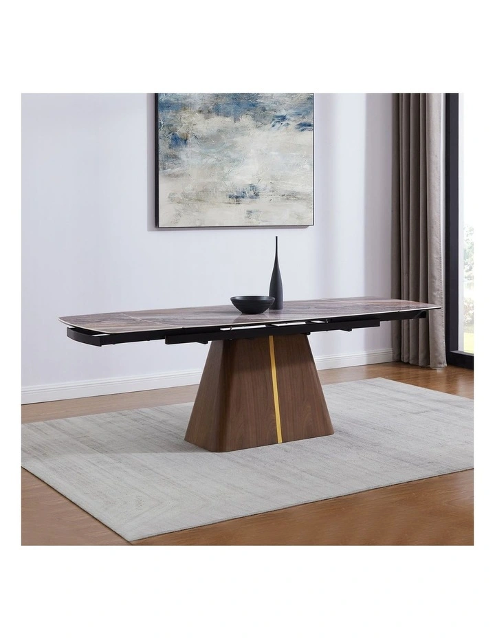 MDF Ceramic Extendable Dining Table Top in Brown image 2
