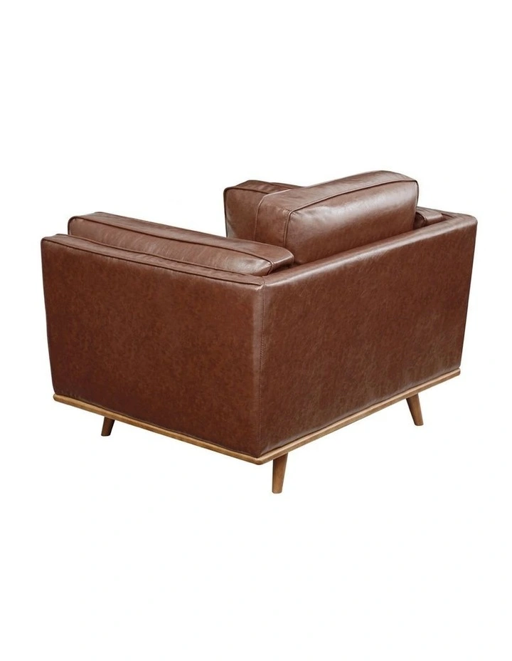 Single Seater Sofa PU Leather in Brown image 3