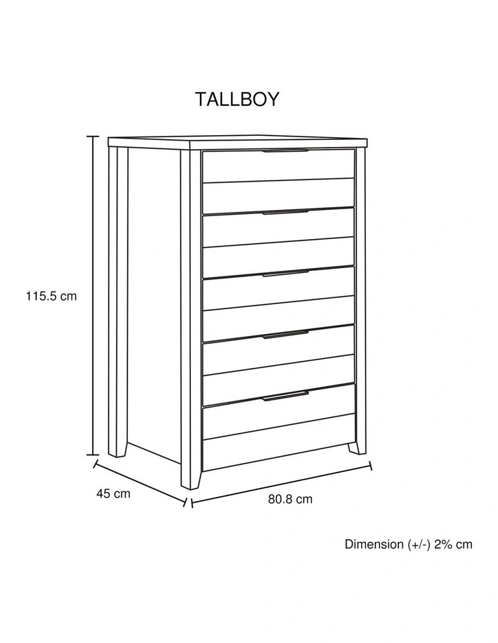 Tallboy Natural Wood Like MDF Draws in Oak image 6