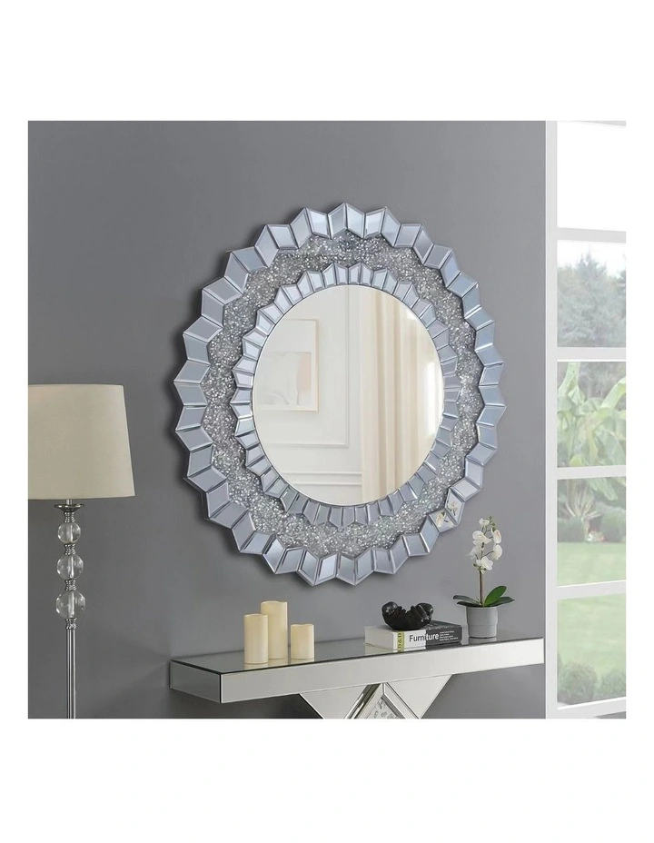 Crush Crystal MDF Wall Mirror in Silver image 2
