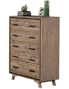 Solid Acacia Drawers Tallboy in Brown