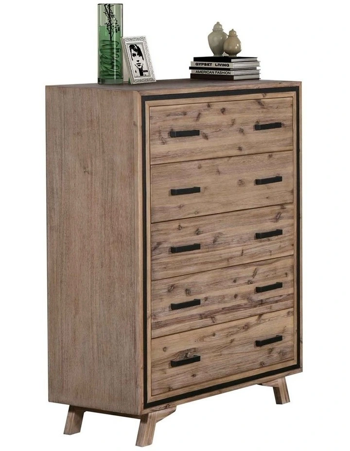 Solid Acacia Drawers Tallboy in Brown image 3
