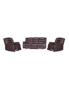 3R 1R 1R Faux Leather Recliner Set in Brown