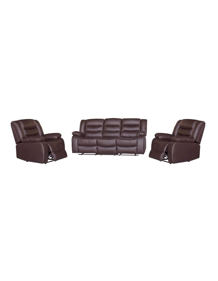 3R 1R 1R Faux Leather Recliner Set in Brown image 1