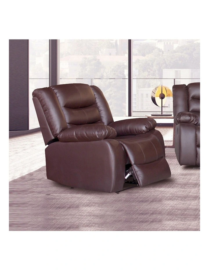3R 1R 1R Faux Leather Recliner Set in Brown image 4